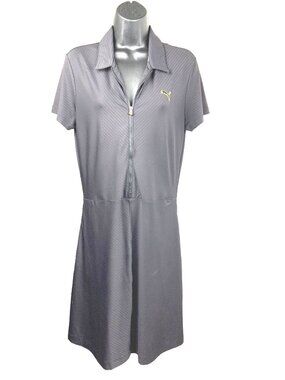 Puma Womens Drycell Golf Dress Black Short Sleeve Collared Zip Front Comfortable